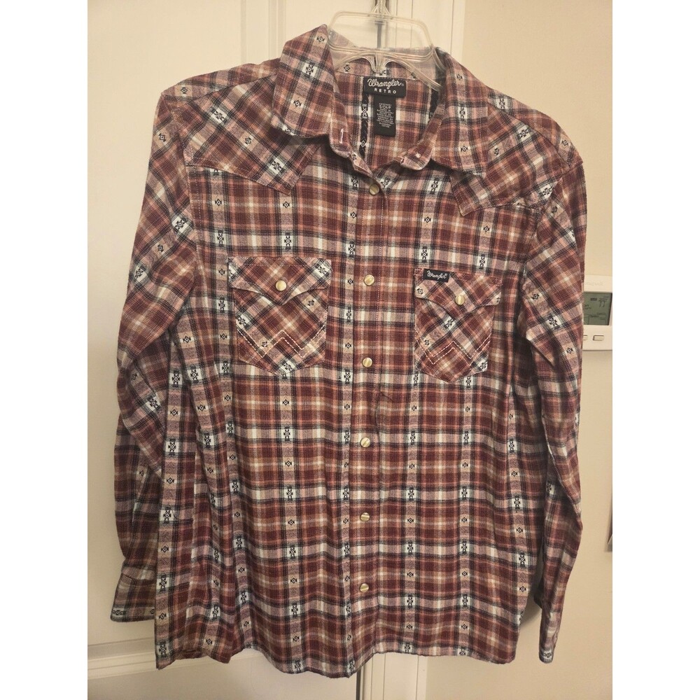 Wrangler Retro Women's Plaid Button-Front Long Sleeve Shirt Size S